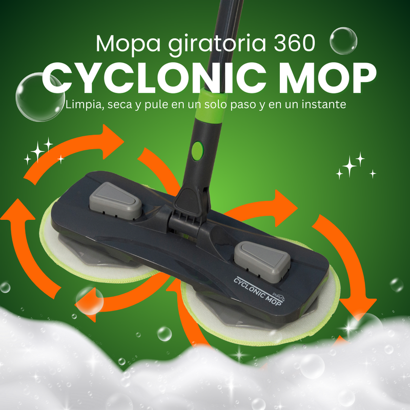 Mopa giratoria 360º que limpia, seca y pule en un solo paso