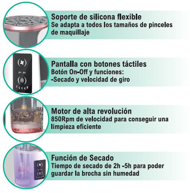 Limpia brochas eléctrico 3 en 1